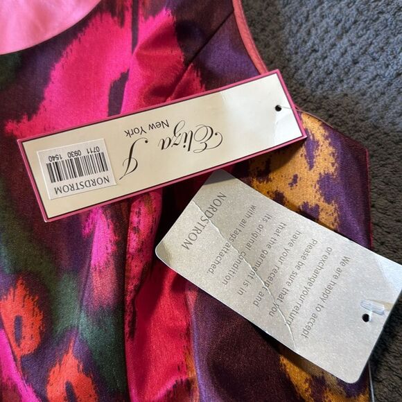 Nordstrom Eliza J NWT Ikat Print Sleeveless Dress 12 Pink Green Gold Fit & Flare - Picture 10 of 12